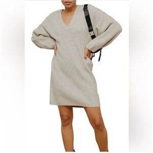 NWT Topshop Women's Cream and Tan Sweater Dress